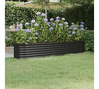 Berkfield Garden Planter Powder-Coated Steel 224X40X36 Cm Anthracite