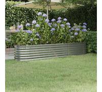 Berkfield Garden Planter Powder-Coated Steel 224X40X36 Cm Silver