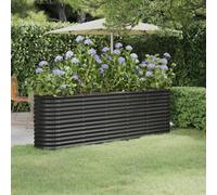 Berkfield Garden Planter Powder-Coated Steel 224X40X68 Cm Anthracite