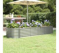 Berkfield Garden Planter Powder-Coated Steel 224X80X36 Cm Silver