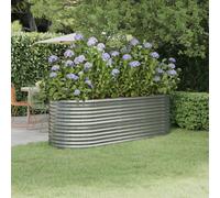 Berkfield Garden Planter Powder-Coated Steel 224X80X68 Cm Silver