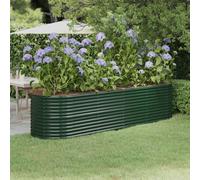 Berkfield Garden Planter Powder-Coated Steel 296X80X68 Cm Green