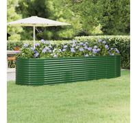Berkfield Garden Planter Powder-Coated Steel 322X100X68 Cm Green