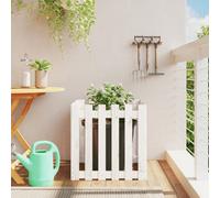 Berkfield Garden Planter With Fence Design White 60X60X60 Cm Solid Wood Pine