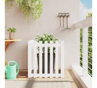 Berkfield Garden Planter With Fence Design White 70X70X70 Cm Solid Wood Pine