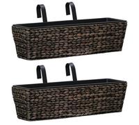 Berkfield Garden Planters 2 Pcs Water Hyacinth Brown