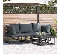 Berkfield Garden Sofa Set With Cushion 4 Pcs Black Aluminium