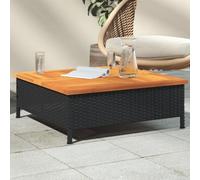 Berkfield Garden Table Black 70X70X25 Cm Rattan And Acacia Wood