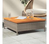 Berkfield Garden Table Grey 70X70X25 Cm Rattan And Acacia Wood