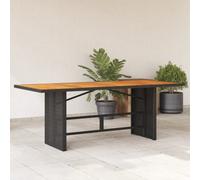Berkfield Garden Table With Acacia Wood Top Black 190X80X75 Cm Poly Rattan