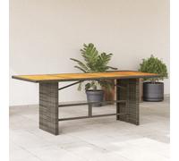 Berkfield Garden Table With Acacia Wood Top Grey 190X80X75 Cm Poly Rattan