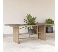 Berkfield Garden Table With Glass Top Beige 190X80X75 Cm Poly Rattan