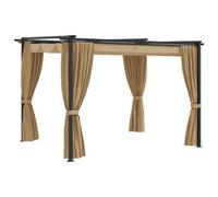 Berkfield Gazebo With Curtains 3X3 M Taupe Steel