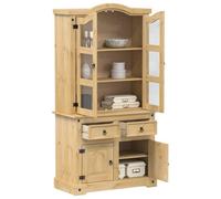 Berkfield Glass Display Cabinet Corona 100X48.5X179 Cm Solid Wood Pine