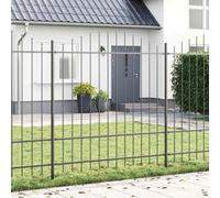Berkfield Grey Garden Fence With Hoop Top, 3.4 X 1.75 M, Made Of Steel