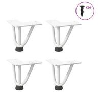 Berkfield Hairpin Legs For Coffee Table 4 Pcs White 10 Cm Solid Steel