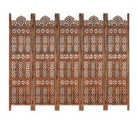 Berkfield Hand Carved 5-Panel Room Divider Brown 200X165 Cm Solid Mango Wood