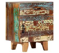 Berkfield Hand Carved Bedside Cabinet 40X30X50 Cm Solid Reclaimed Wood