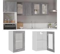 Berkfield Hanging Glass Cabinet Grey Sonoma 40X31X60 Cm Engineered Wood