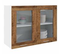 Berkfield Hanging Glass Cabinet Old Wood 80X31X60 Cm Engineered Wood