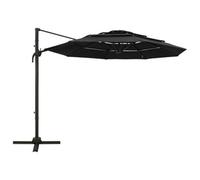 Berkfield Harmful 4-Tier Parasol With Aluminium Pole Black 3X3 M