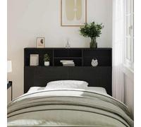 Berkfield Headboard Cabinet - Black Oak, 140 X 19 X 103.5 Cm, Made From Engineered Wood.