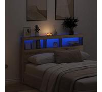 Berkfield Headboard Cabinet With Led Artisan Oak 160X17X102 Cm