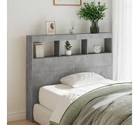 Berkfield Headboard Cabinet With Led Concrete Grey 120X17X102 Cm