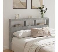 Berkfield Headboard Cabinet With Led Concrete Grey 160X17X102 Cm