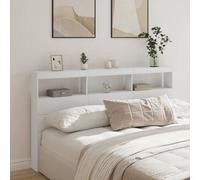 Berkfield Headboard Cabinet With Led White 180X17X102 Cm