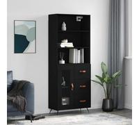 Berkfield Highboard Black 69.5X34X180 Cm Engineered Wood