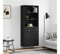 Berkfield Highboard Black 69.5X34X180 Cm Engineered Wood