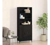 Berkfield Highboard Black Oak 69.5X34X180 Cm Engineered Wood