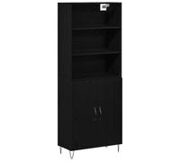 Berkfield Highboard Black Oak 69.5X34X180 Cm Engineered Wood