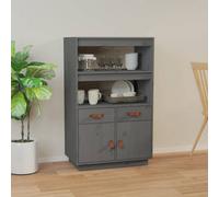 Berkfield Highboard Grey 67X40X108.5 Cm Solid Wood Pine