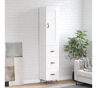 Berkfield Highboard High Gloss White 34.5X34X180 Cm Engineered Wood