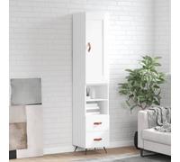 Berkfield Highboard High Gloss White 34.5X34X180 Cm Engineered Wood