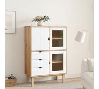 Berkfield Highboard Otta Brown And White 85X43X125 Cm Solid Wood Pine