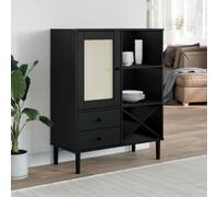 Berkfield Highboard Senja Rattan Look Black 90X40X112Cm Solid Wood Pine