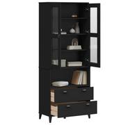 Berkfield Highboard Viken Black 80X40X200 Cm Solid Wood Pine