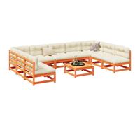 Berkfield Home 10 Piece Garden Sofa Set Wax Brown Solid Wood Pine Berkfield Home Brown