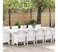 Berkfield Home 13 Piece Garden Dining Set with Cushions White Poly Rattan Berkfield Home Multicolor