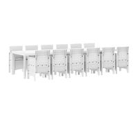 Berkfield Home 13 Piece Garden Dining Set with Cushions White Poly Rattan Berkfield Home White