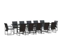 Berkfield Home 18 Piece Garden Dining Set with Cushions Steel & Textilene in Black Berkfield Home Black