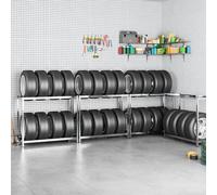 Berkfield Home 2-Layer Tire Rack 4 pcs Silver 110x40x110 cm Steel | Size: 110 x 40 x 110 cm Berkfield Home Silver 110 x 40 x 110 cm