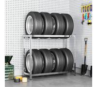 Berkfield Home 2-Layer Tire Rack Silver 110x40x110 cm Steel | Size: 110 x 40 x 110 cm Berkfield Home Silver 110 x 40 x 110 cm