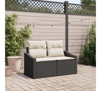 Berkfield Home 2-Seater Garden Sofa with Cushions Black Poly Rattan Berkfield Home Black