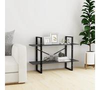 Berkfield Home 2-Tier Book Cabinet Grey 100x30x70 cm Solid Pine Wood | Size: 100 x 30 x 70 cm Berkfield Home Grey 100 x 30 x 70 cm