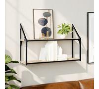 Berkfield Home 2-Tier Wall Shelf Sonoma Oak 80x21x51 cm Engineered Wood in Brown | Size: 80 x 21 x 51 cm Berkfield Home Brown 80 x 21 x 51 cm