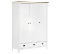 Berkfield Home 3-Door Wardrobe Hill White 127x50x170 cm Solid Pine Wood | Size: 127 x 50 x 170 cm Berkfield Home White 127 x 50 x 170 cm